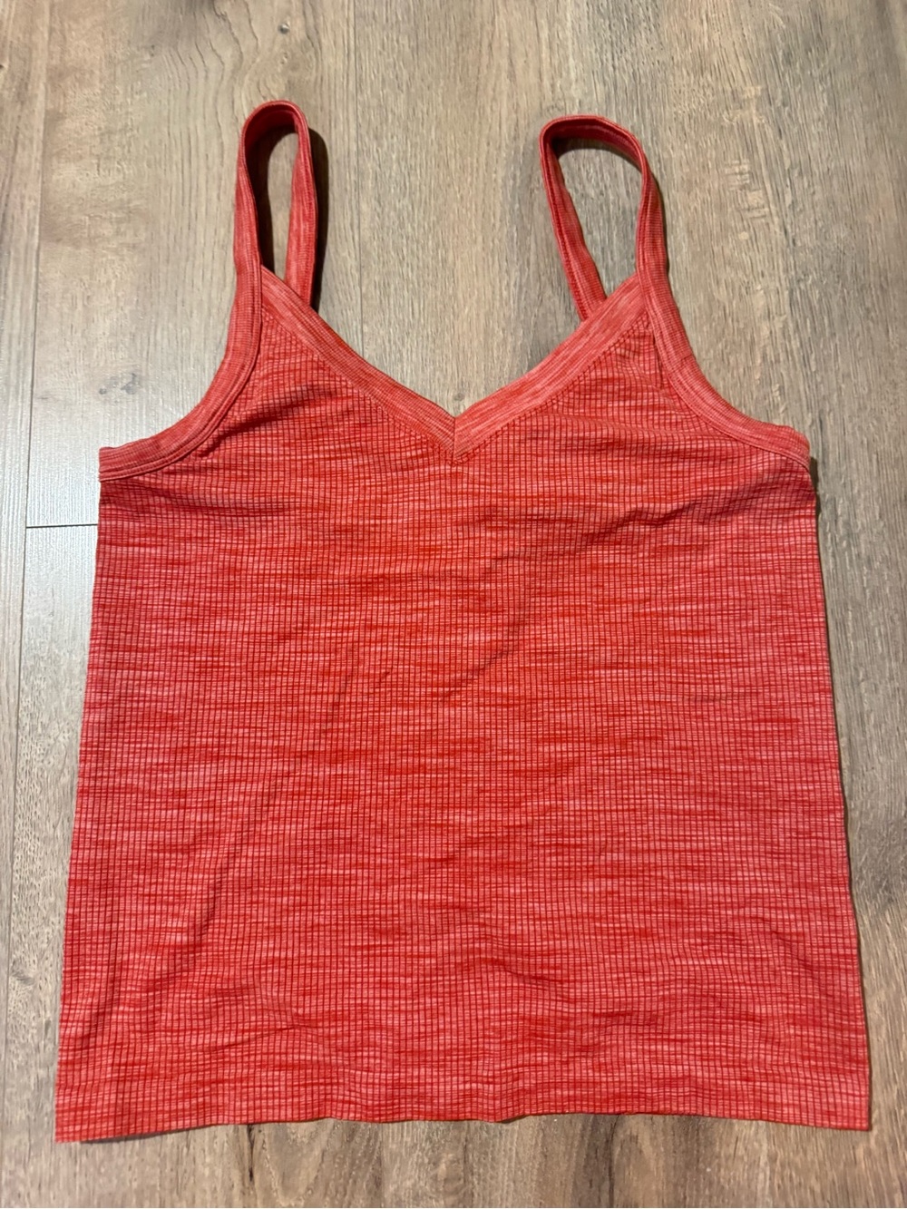 Athleta Orange Heather Ribbed V-Neck Tank M/L